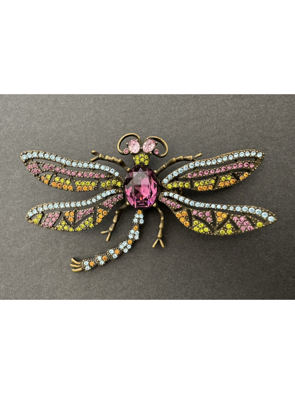 Heidi Daus Trembling Brilliance Dragonfly Brooch Pin Swarovski Crystals Vintage